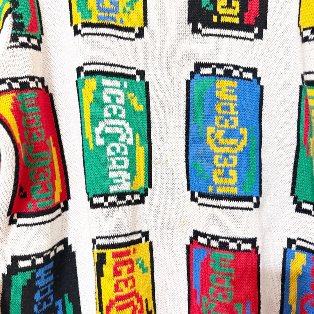 ICECREAM Lemon Lime Jacquard Can Print Graphic Logo Cotton Crewneck Sweater - Picture 12 of 13